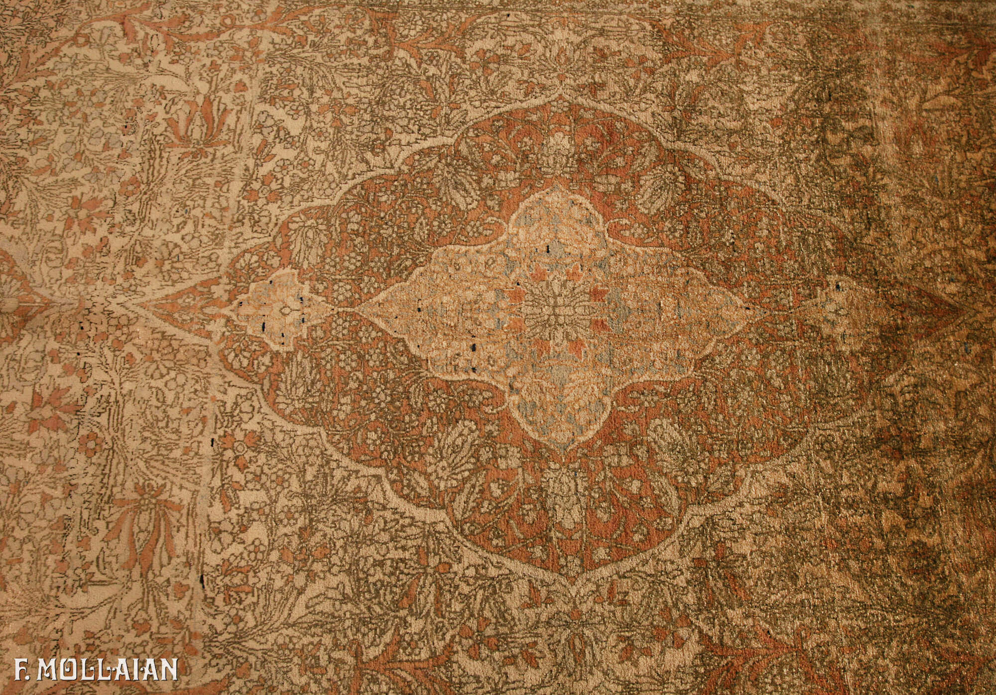 Tapis Persan Antique Kashan Mohtasham Soie n°:36834890